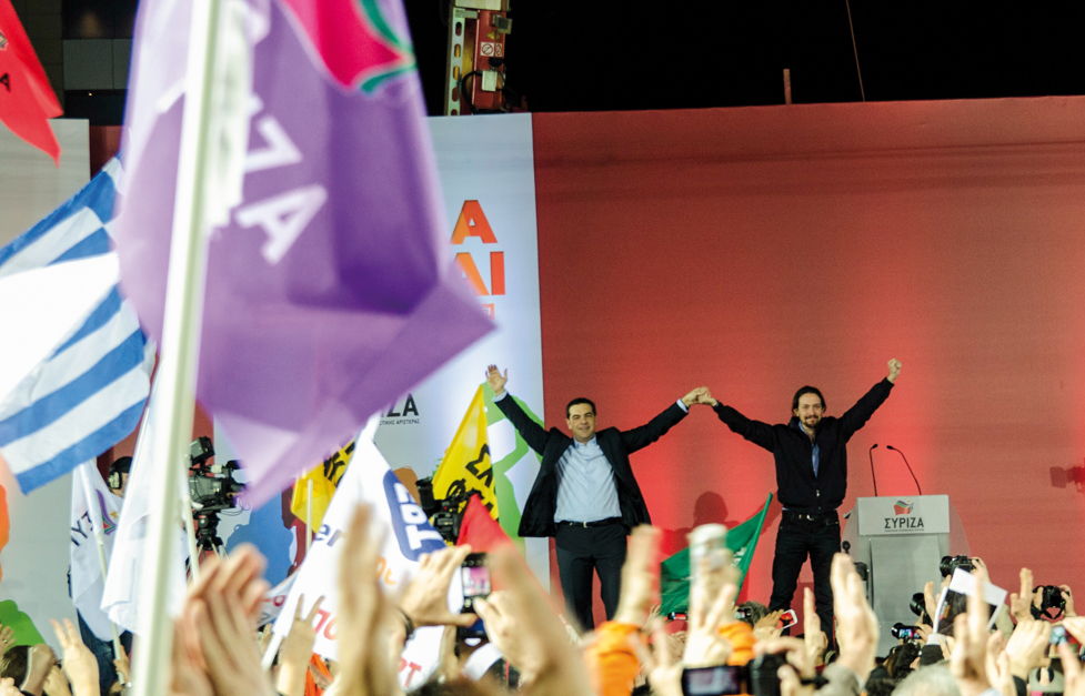 En Grecia están muy pendientes de Podemos. Mitin de Alexis Tsipras y Pablo Iglesias en la campaña electoral que le dio la victoria a Syriza. Foto / C. Palma.