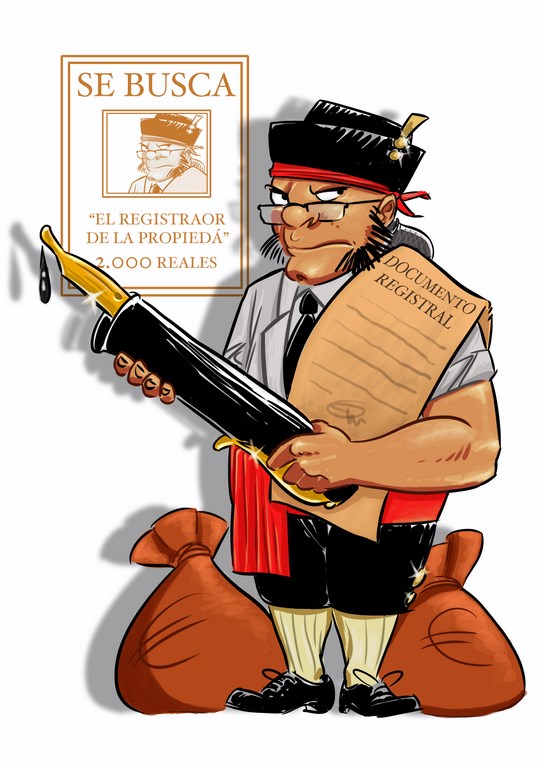 Ilustración de Alberto Cimadevilla referida a los abusos de los registradores.
